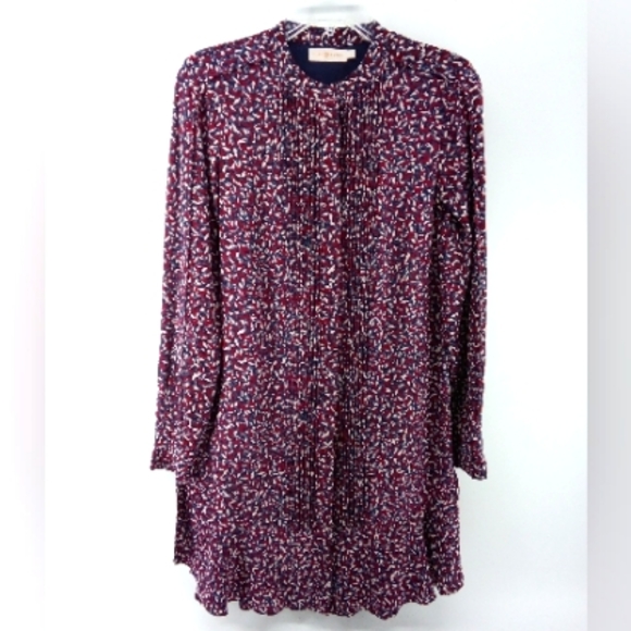 Tory Burch 100% Silk Confetti Print Dress Fall 2015 Collection Burgundy Blue 2 - Picture 10 of 10